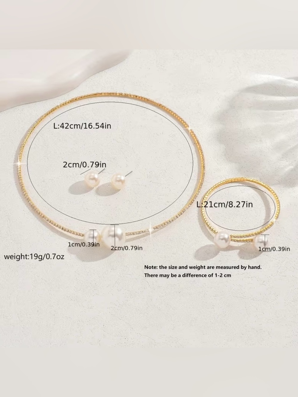 NEW! 4 Piece Set.  Elegant Pearl Accent Necklace, Bracelet and Earrings Set 🤍 - Picture 4 of 5